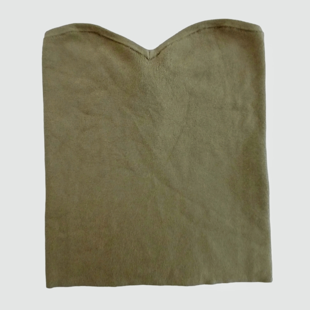 Sweater Knit Tube Top w/ Sweetheart Neckline Olive Khaki Size Small Express - Picture 5 of 8